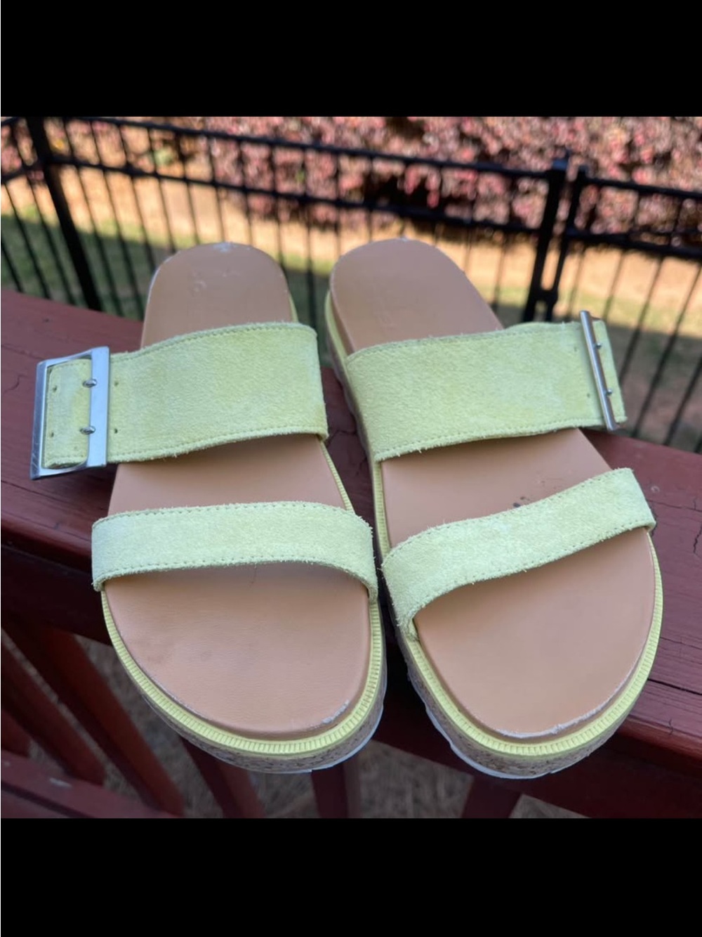 Sorel Women's Pale Lime Suede Double-Strap Slide Sandals